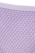قطعة بيكيني سفلية موكسي بأربطة قماش شبكي مطرز بالكريستال